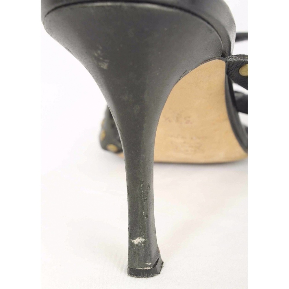 Manolo Blahnik Black Studded Leather Sandals - Picture 5 of 8